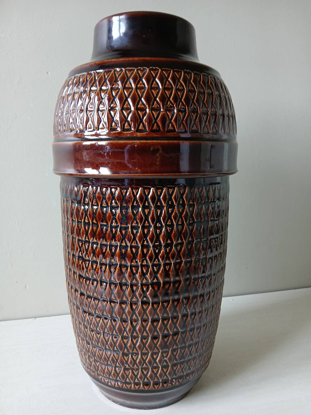 Large floor vase Jasba West Germany 42 cm – Fat Lava brown 1960s