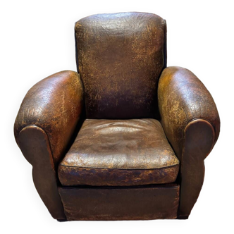 Old leather club chair
