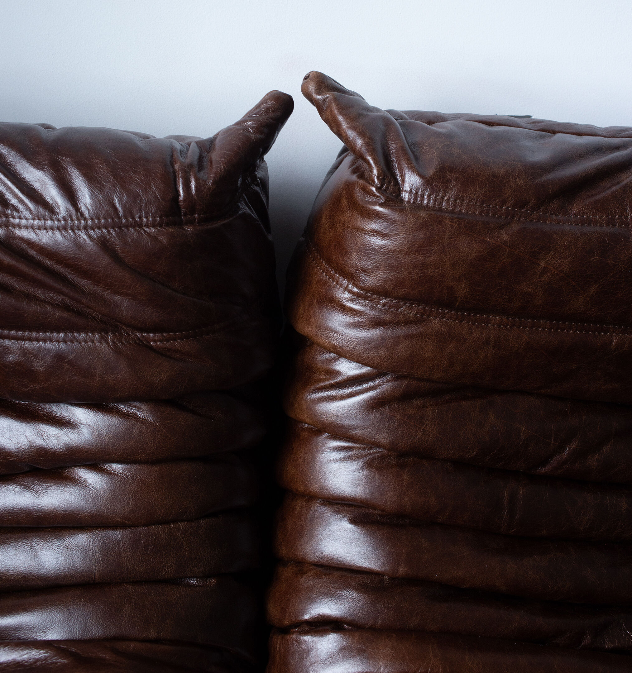 Togo brown leather set designed by Michel Ducaroy 1973