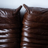 Togo brown leather set designed by Michel Ducaroy 1973