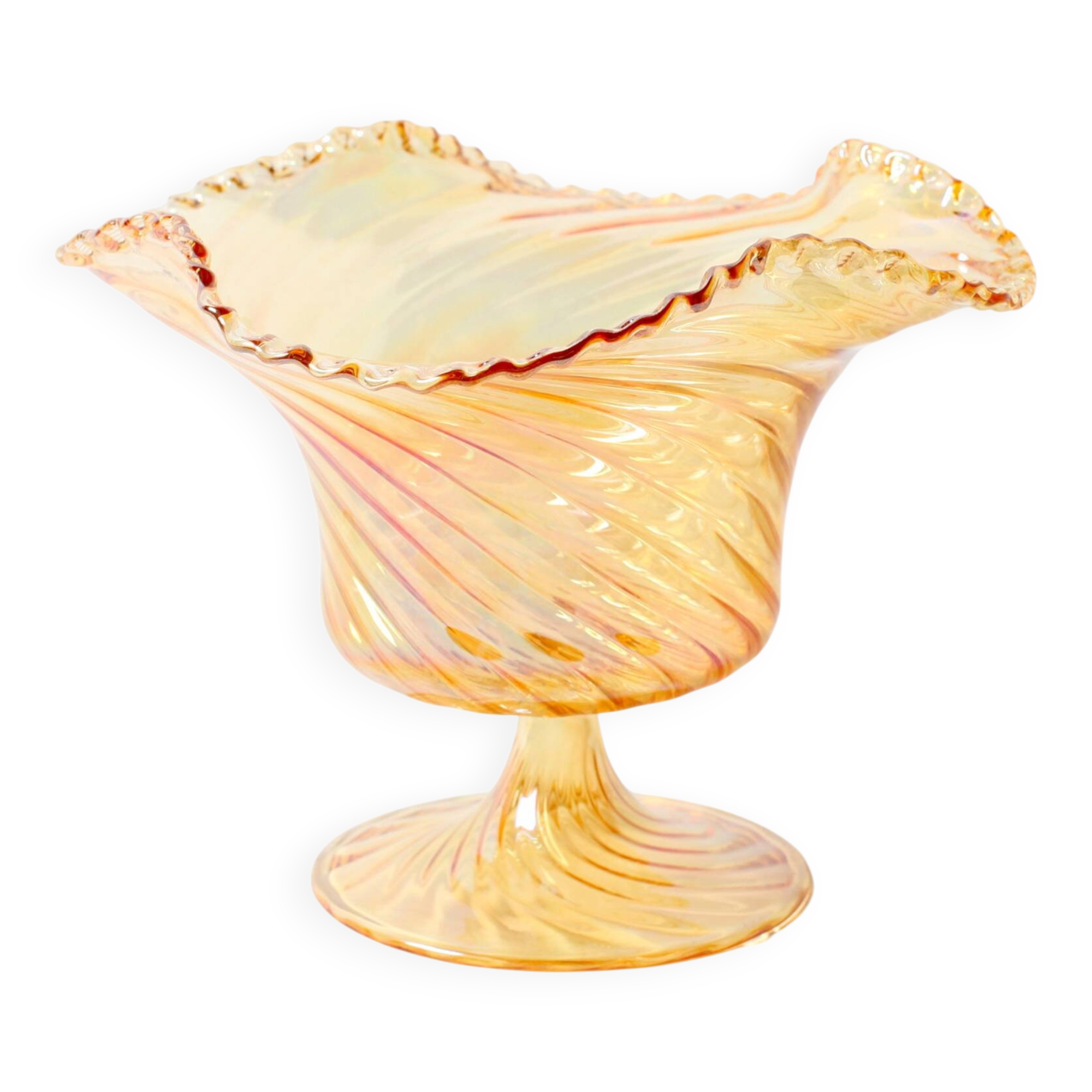 Porte-caddie en verre irisé Plissé / Vetreria Vetrart / Italie / Années 1990