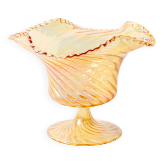 Carnival Glass Cadle Holder Plisse / Vetreria Vetrart / Italy / 1990s