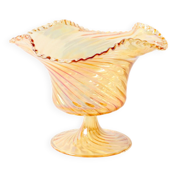 Porte-caddie en verre irisé Plissé / Vetreria Vetrart / Italie / Années 1990