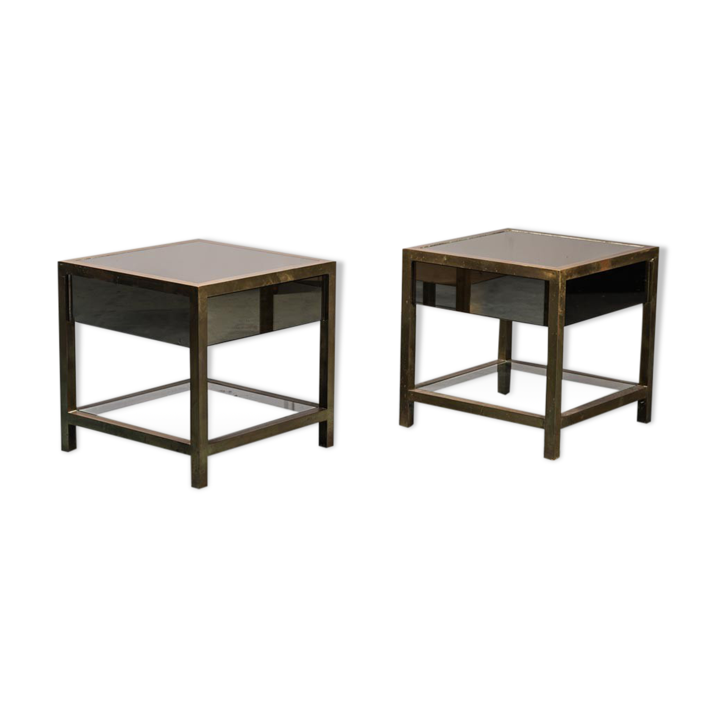 Pair of coffee tables in brass 70s vintage