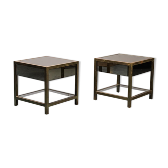Pair of coffee tables in brass 70s vintage
