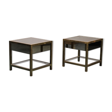 Pair of coffee tables in brass 70s vintage
