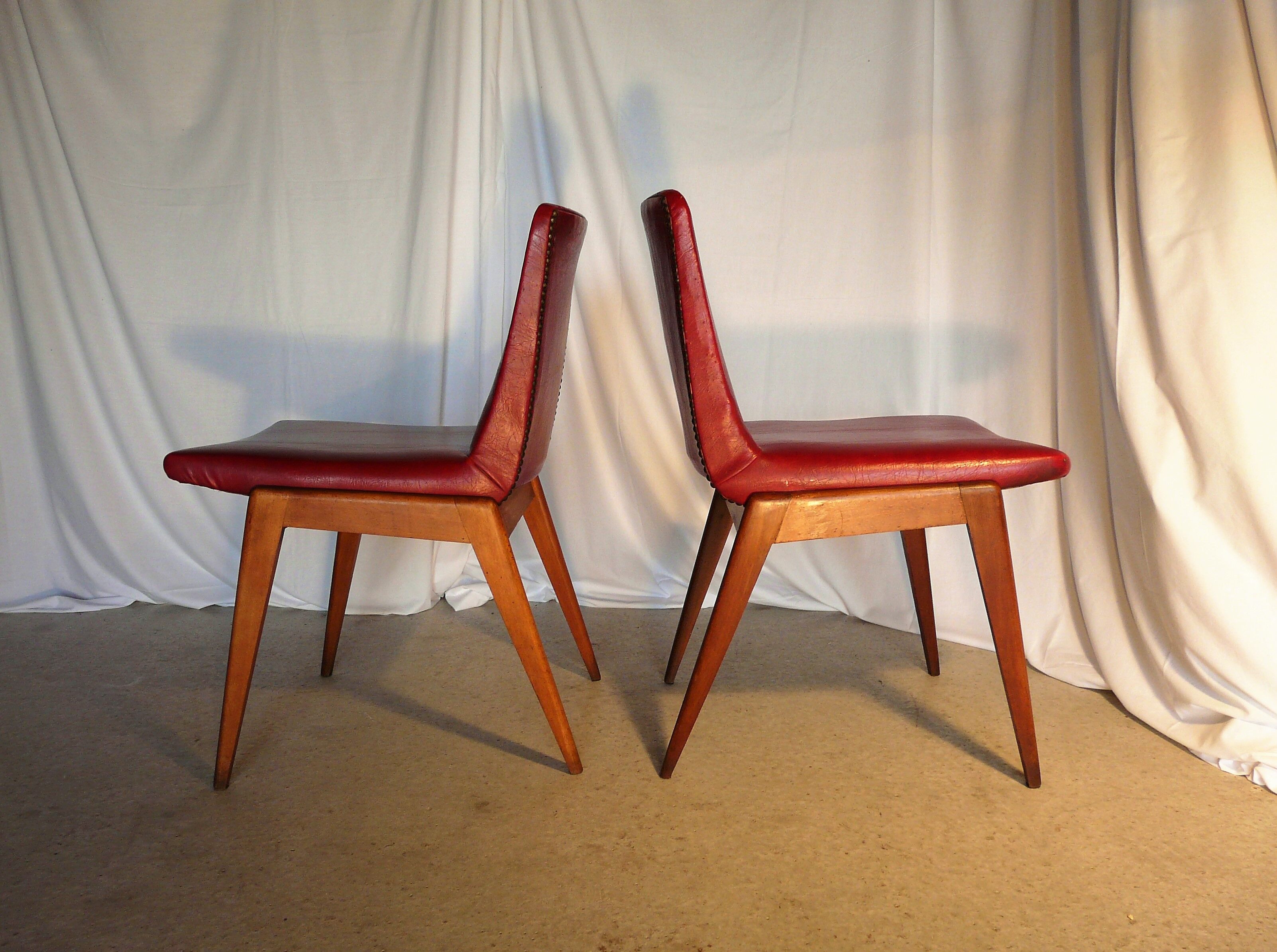 Ensemble de 4 chaises années 50 Guermonprez