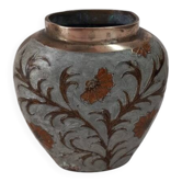 Enameled brass vase