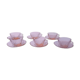 6 cups and saucers in pink glass, 60s