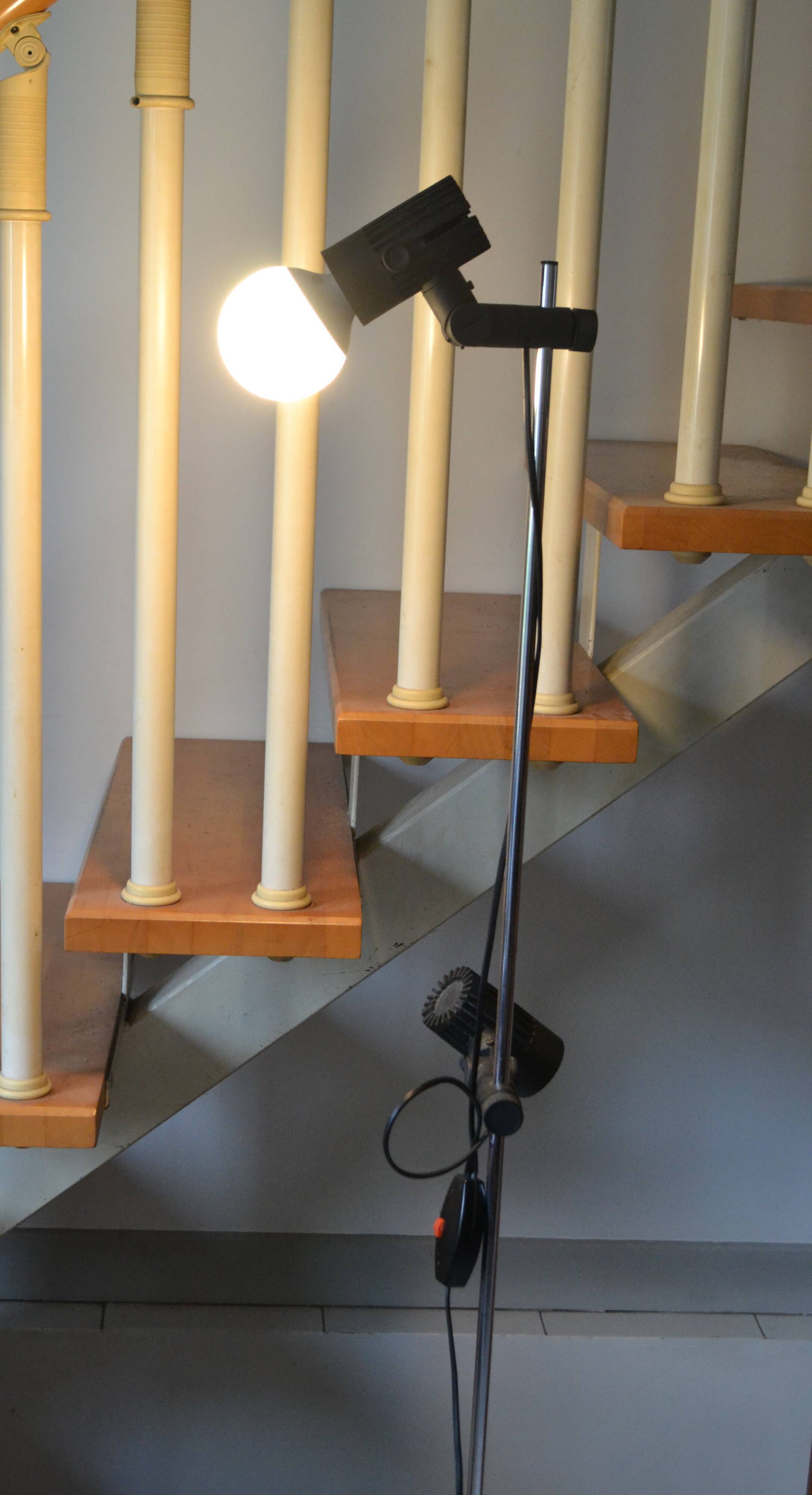 Floor lamp 2 adjustable spots 70s Hustadt-Leuchten