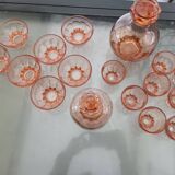 set of carafes and cups of glasses