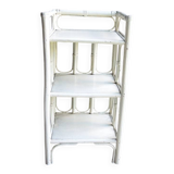 Ancien chevet étagère en rotin blanc