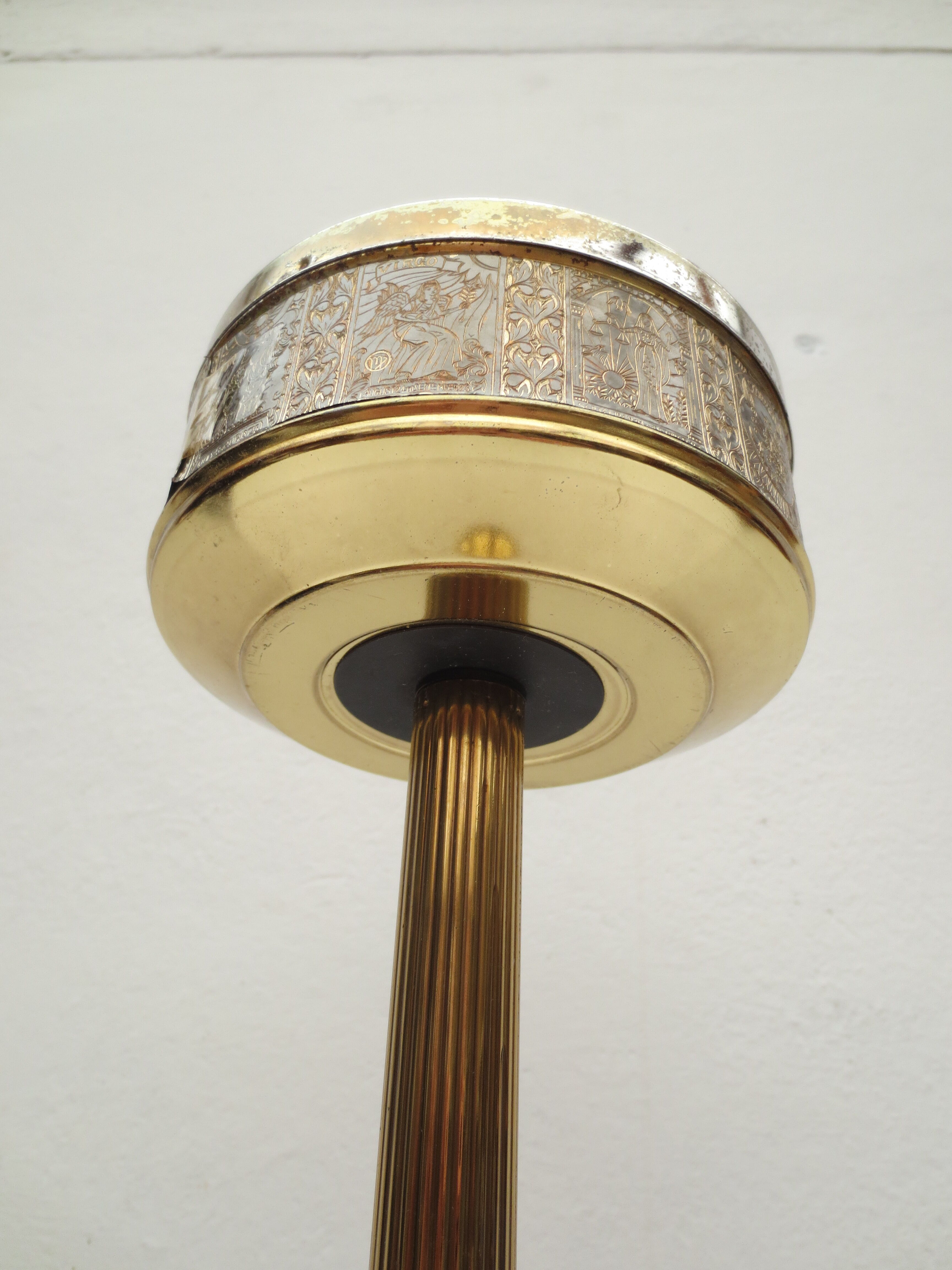 Old ashtray on foot year 50 in gilded brass