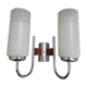 Double chrome and scandinavian teak wall lamp 50s