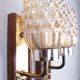 Set Wall lamps Danish teak with brass and glass.