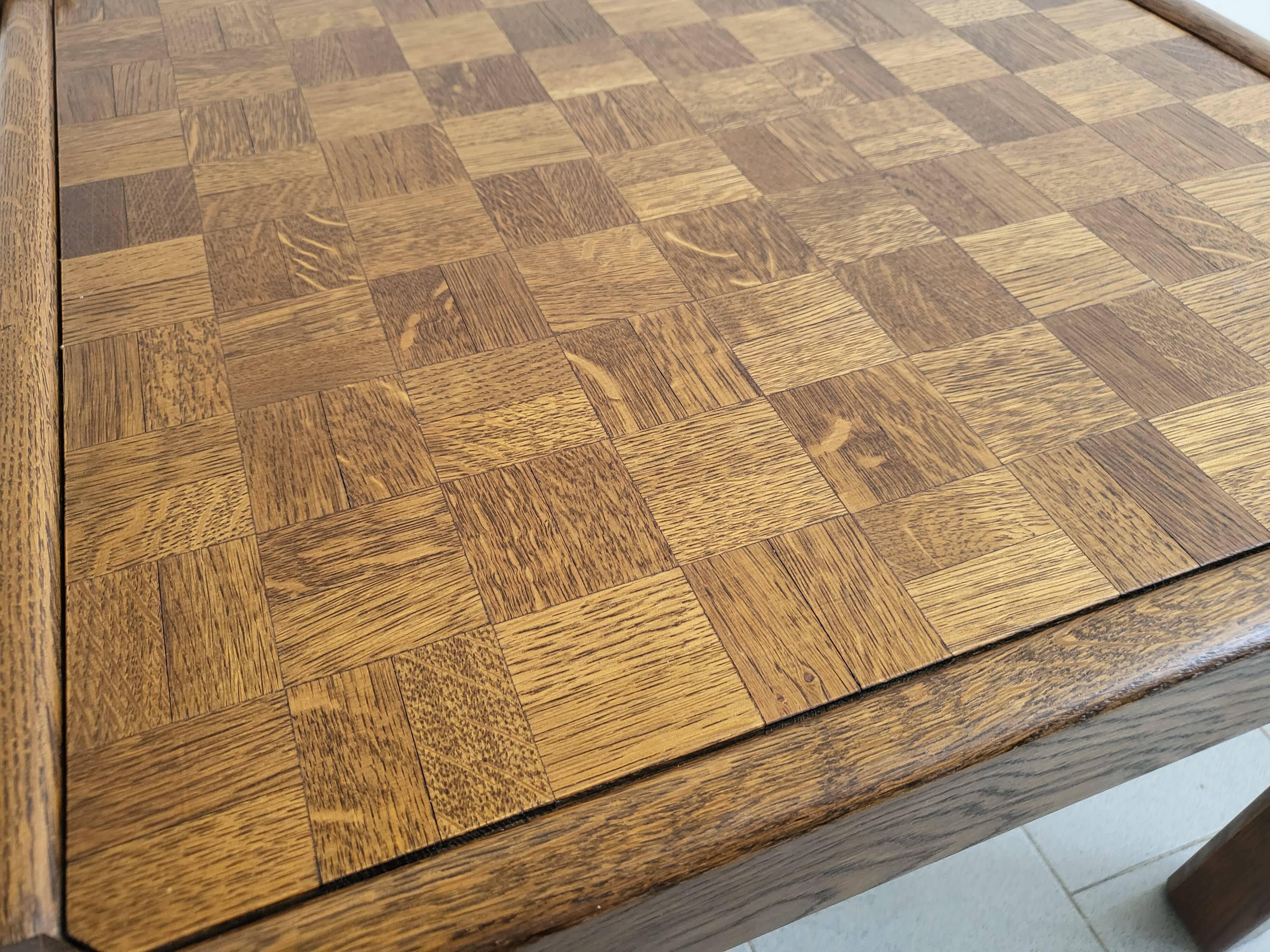 Table basse vintage en marqueterie 1960