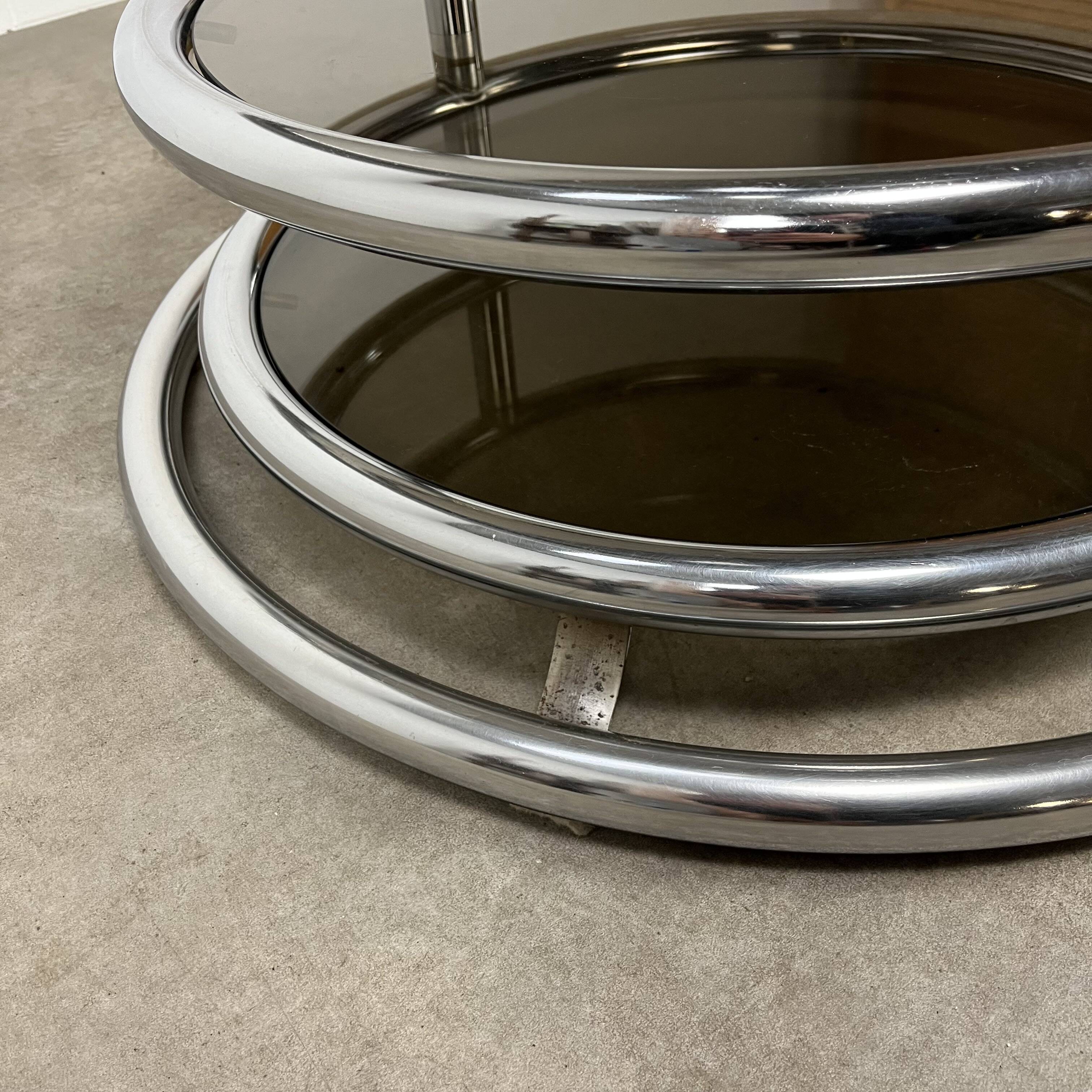 70s modular coffee table in chrome and glass by Artedis