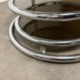 Table basse modulable années 70 chrome et verre par Artedis