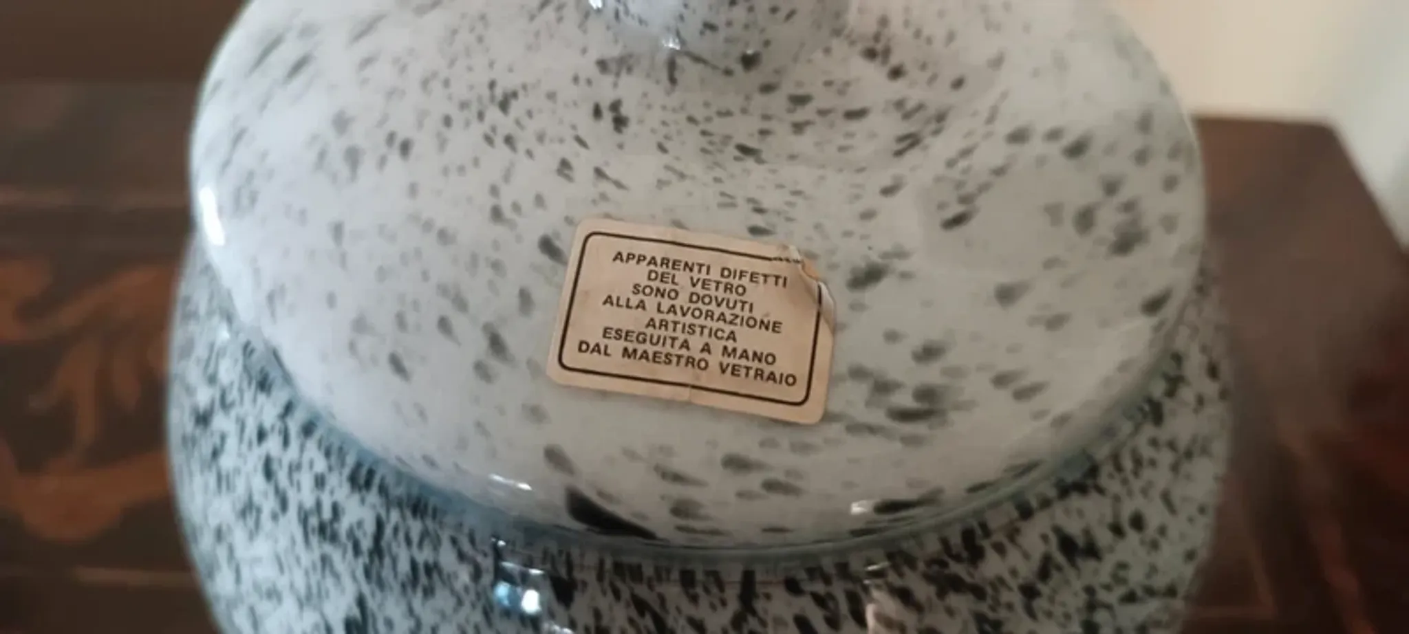 Handmade glass vase from the 1950s, height 27 cm