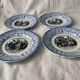 4 assiettes à dessert anciennes bleues et noires Jules Vieillard Bordeaux XIXème siècle