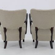 1930s Pair of Jindrich Halabala Art Deco H-237 Armchairs in Bouclé, Restored