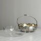 Antique glass and silver-plated metal dish
