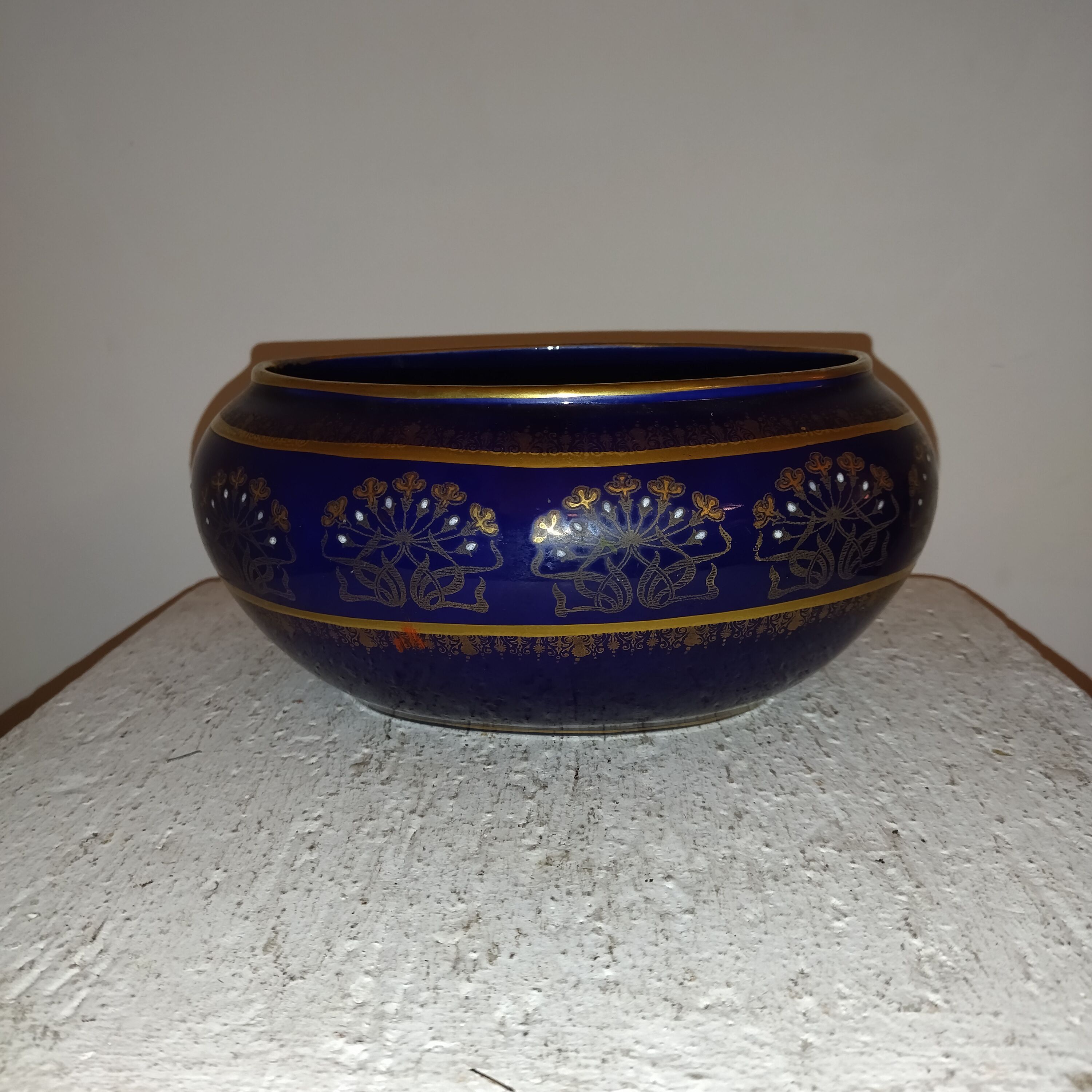 Planter vase or potenware cache enamels art-nouveau 1900