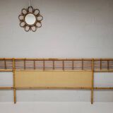 Rattan headboard with vintage bedside tables 1960