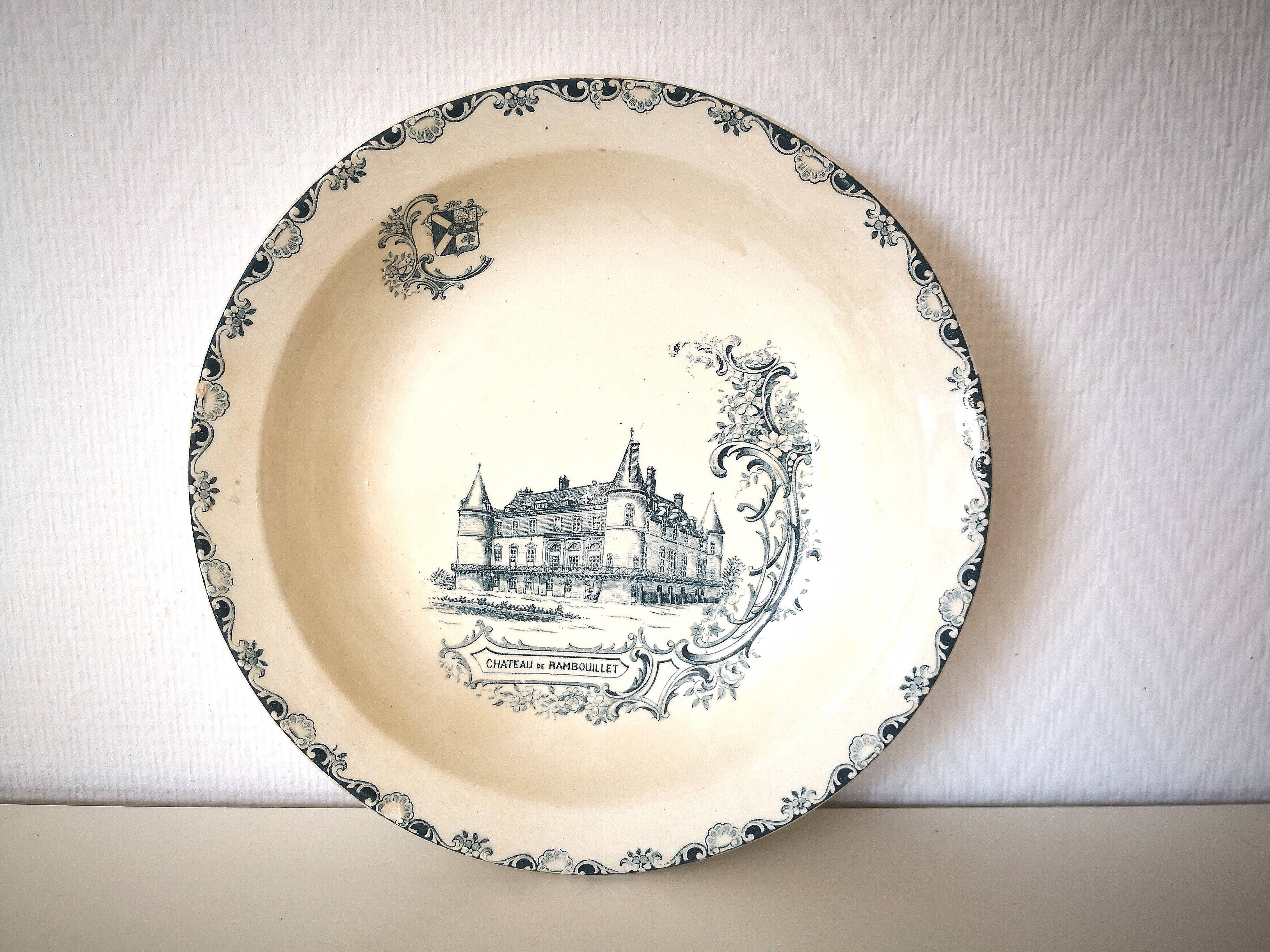 round and hollow ceramic dish, Clairefontaine ironstone, Château series