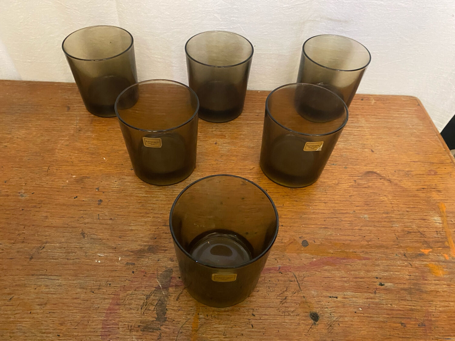 Série de 6 verres à whisky Luminarc verre moulé fumé vintage