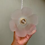 Vintage tulip pendant in frosted glass in the shape of a flower