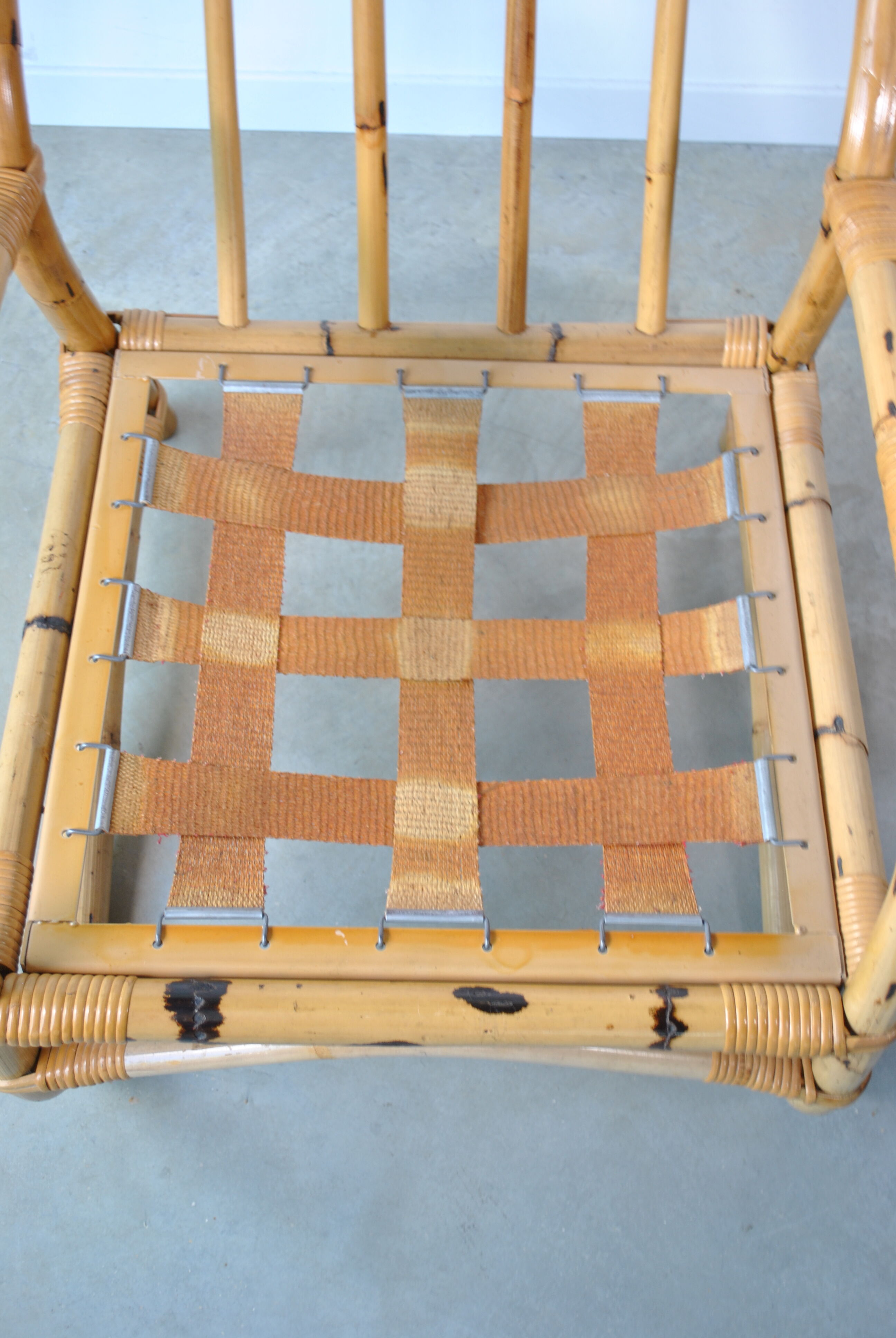 Bamboo armchair rattan buckle 1970