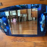 Vintage blue mirror – Space Age / Veca / Fontana Arte style