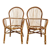 Pair of antique rattan armchairs