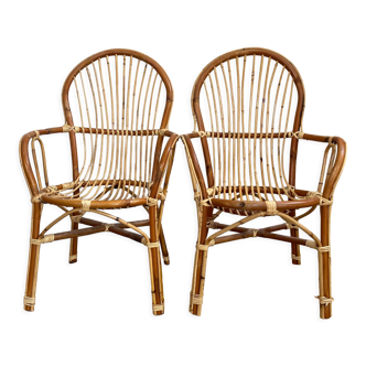 Pair of antique rattan armchairs