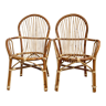 Pair of antique rattan armchairs