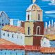 Oil on canvas painting representing Saint Tropez south of the vintage France