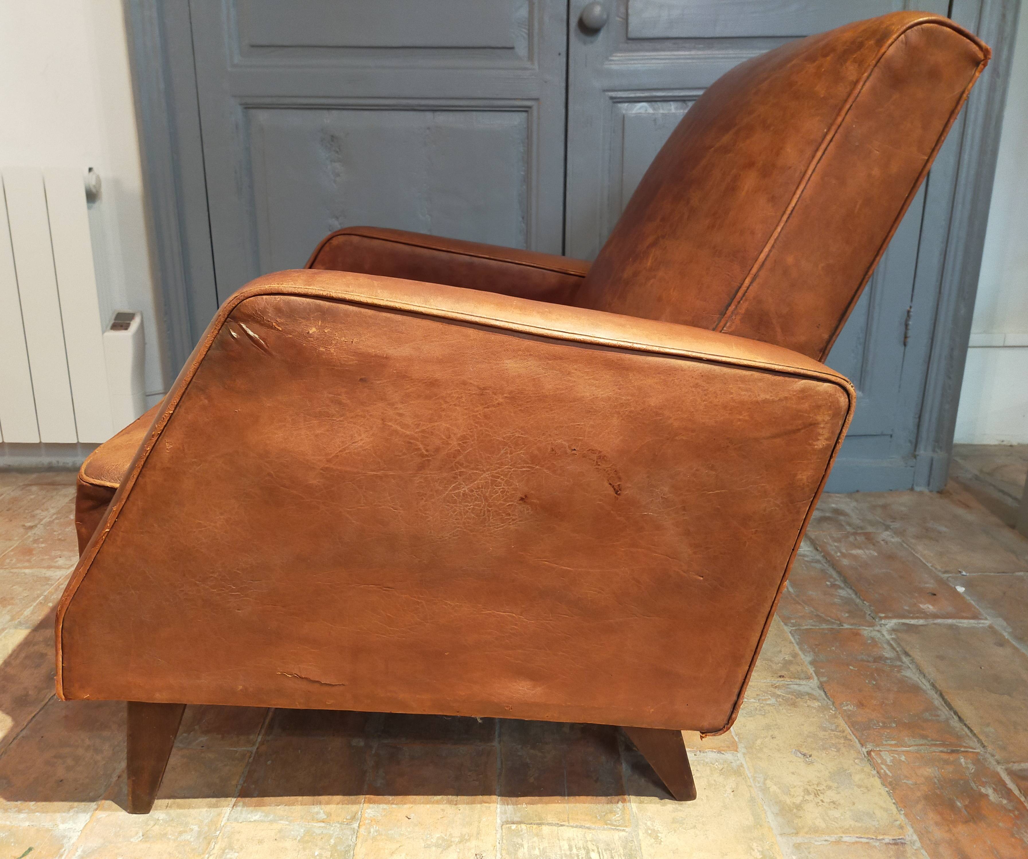 Paire de fauteuils cuir