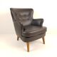 Armchair Artifort model Theo Ruth black leather skaï