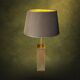 Large amber mirrored glass floor lamp with adjustable brown shade, Hollywood Regency design – 1970s