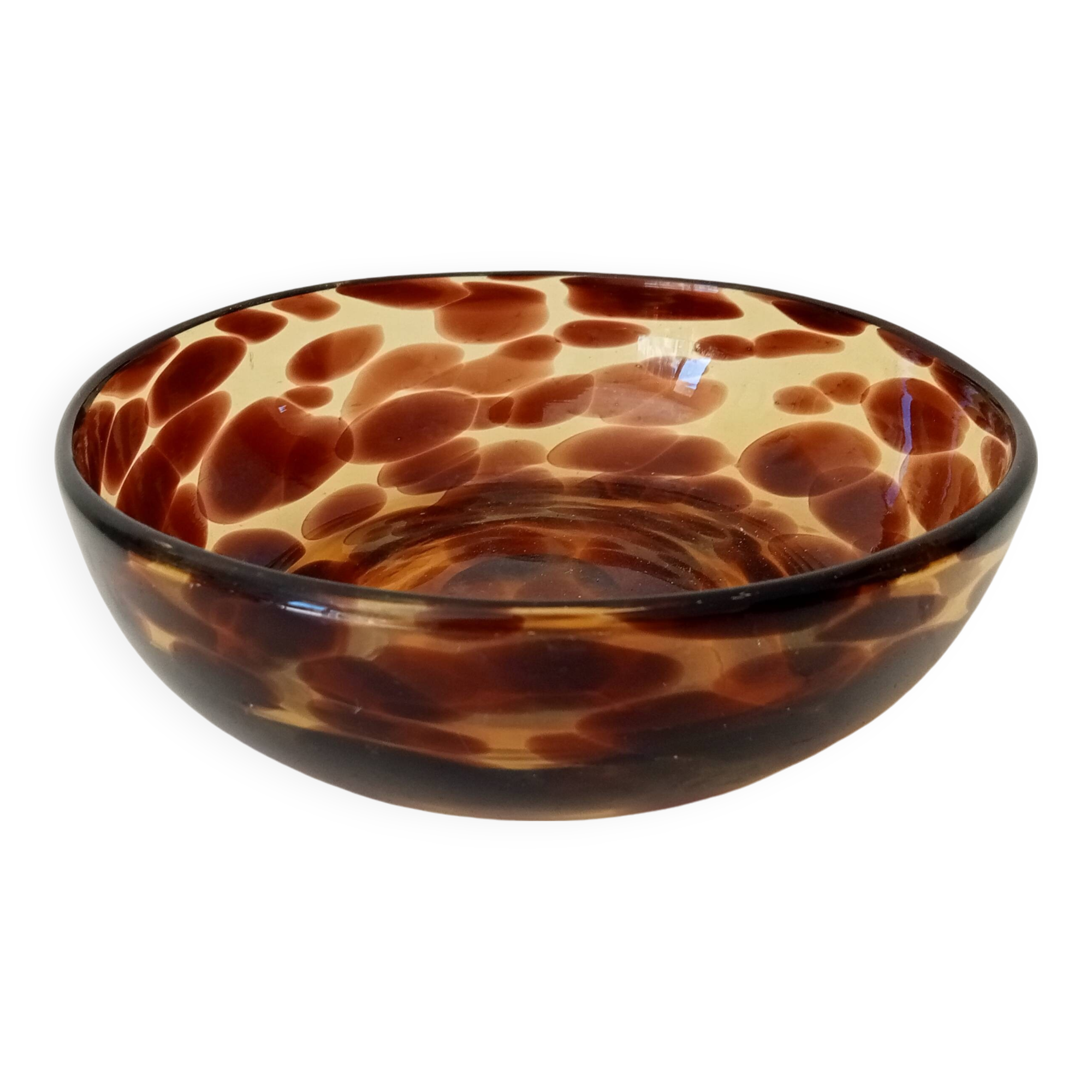 Vintage 70s bowl in speckled amber glass Murano glass