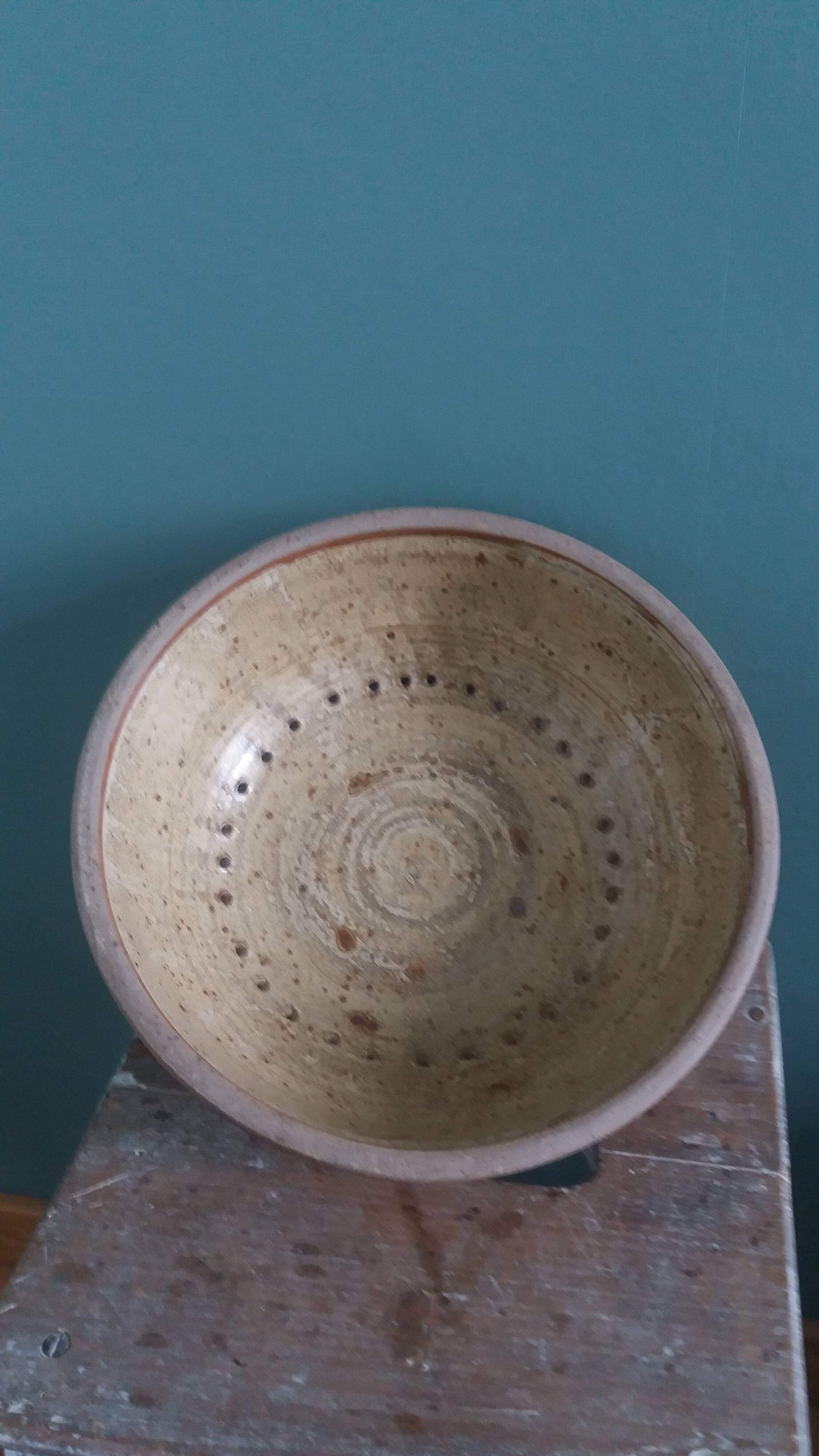 Stoneware cheese bell and platter from Puisaye, signed Jean-Pierre Prud’hom