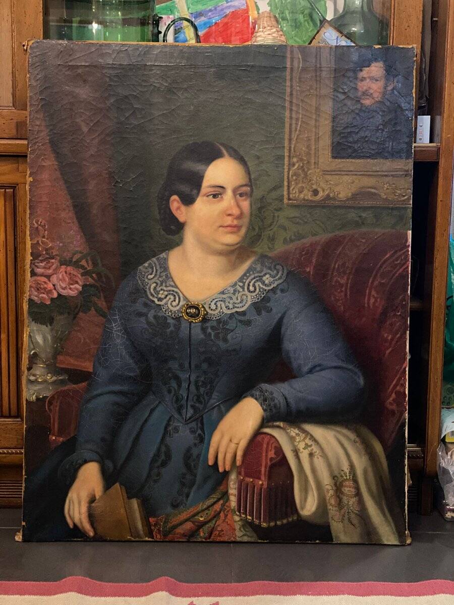 Oil painting on canvas, portrait. Biedermaier artist