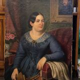 Oil painting on canvas, portrait. Biedermaier artist