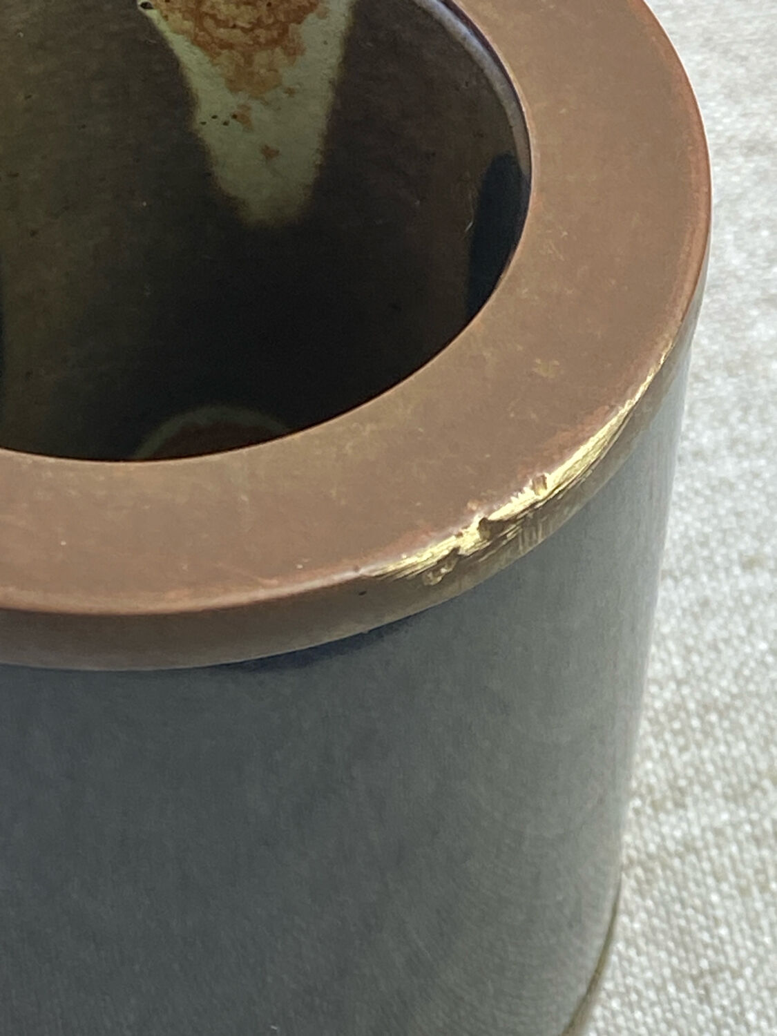 Damascus brass candlestick by Dal Furlo