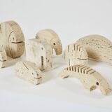 Set of 8 travertine animal sculptures by Fratelli Mannelli 1970