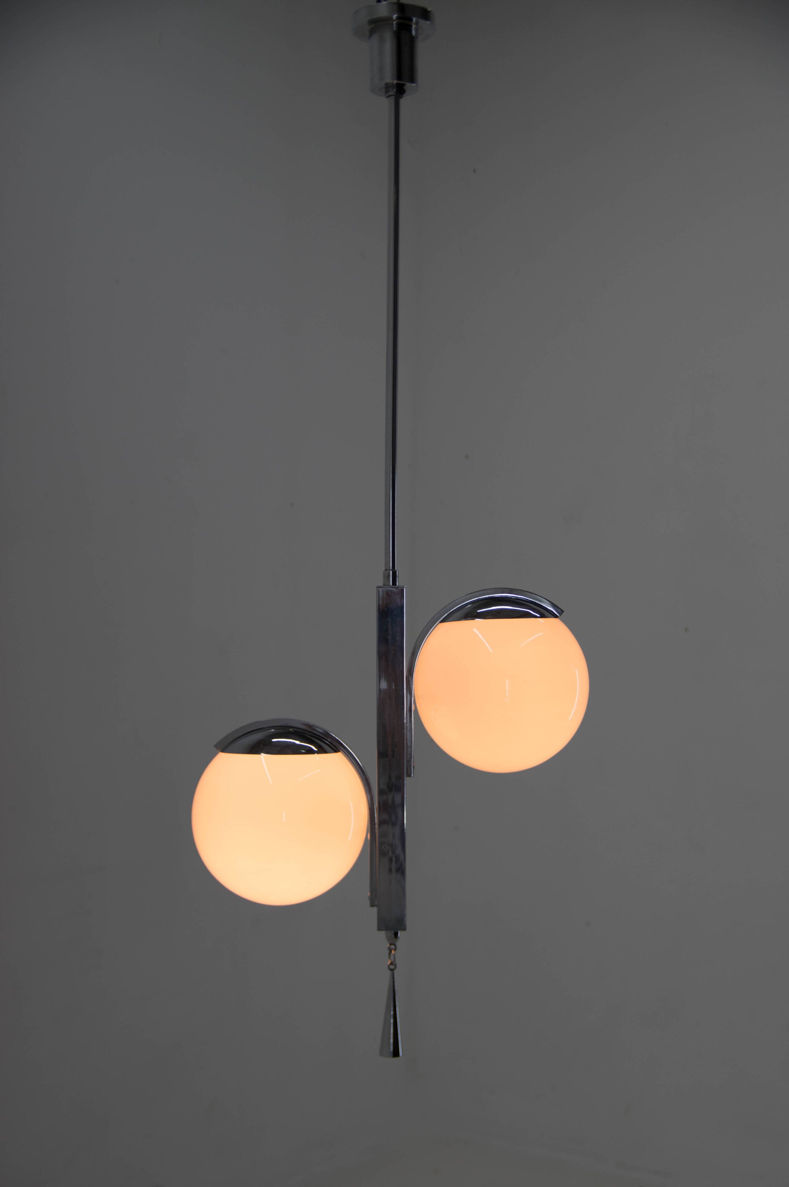 Art Deco Pink Pendant, 1930, Restored