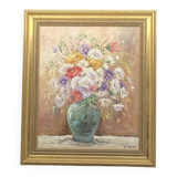 Oil on canvas bouquet of flowers signed Nicole Chalon