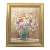 Huile sur toile bouquet de fleurs signé Nicole Chalon