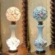 Napoleon III lamp in white opaline and painted with floral decoration - late 19th century